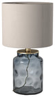 Blue Glass Accent Lamp with White Hardback UNO Shade