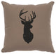 Image Pillow 16x16 Deer Head Silhouette Cotton Taupe