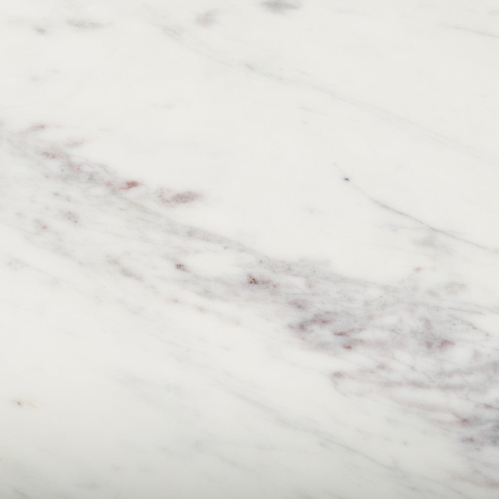 Amika White Marble Top Black Metal Base Kitchen Island