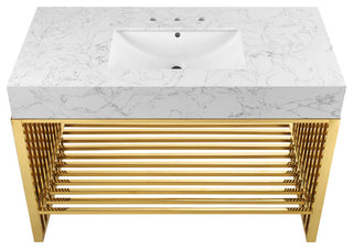 Gridiron Bathroom Vanity, White Gold