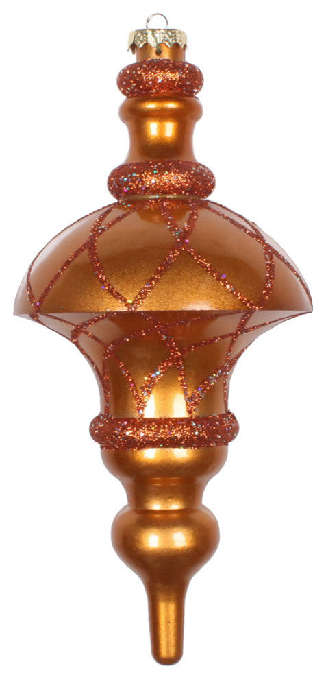 Vickerman Mt198788D 10" Copper Candy Finish Top Finial Ornament With Glitter