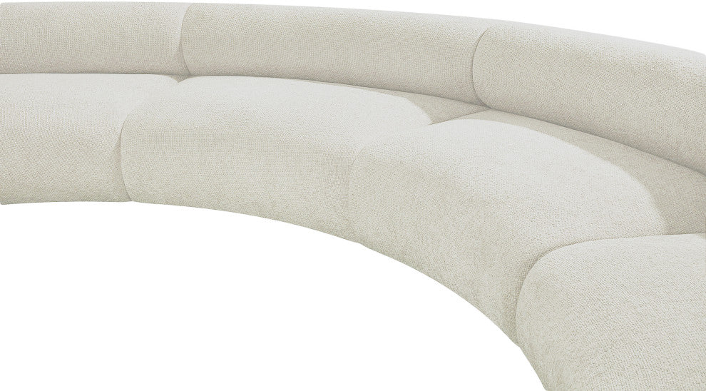 Bale Cream Chenille Fabric Modular Sofa, Cream, 3-Piece, Arc Shaped