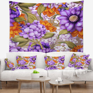 Floral Seamless Pattern Floral Wall Tapestry, 60"x50"