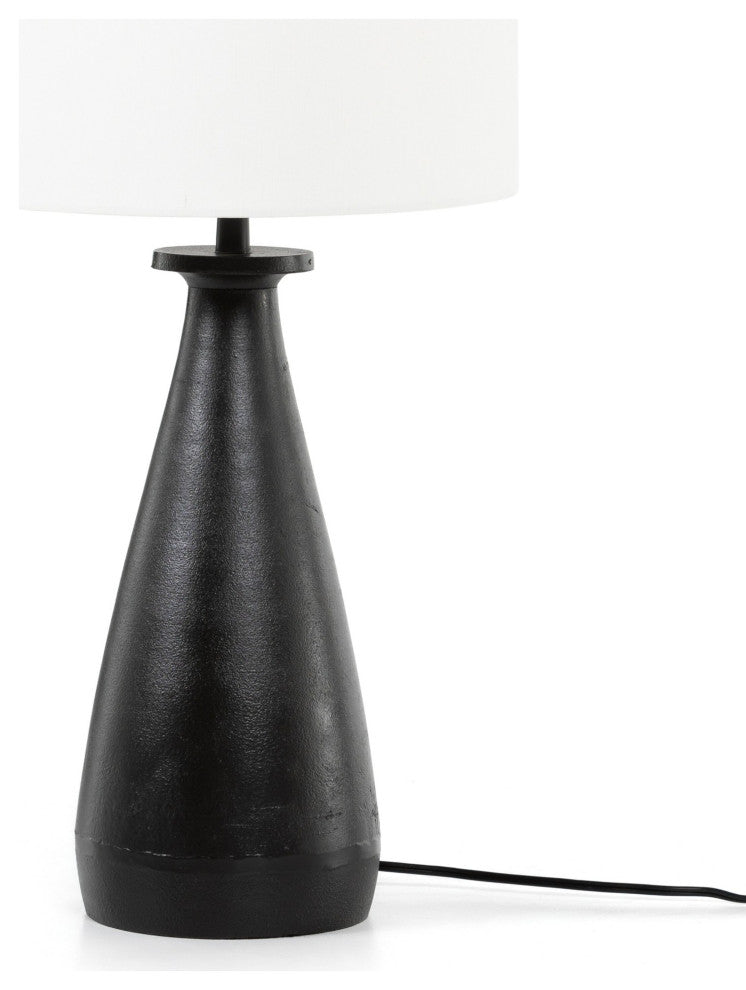 Innes Table Lamp Matte Black Cast Aluminum, White Silk