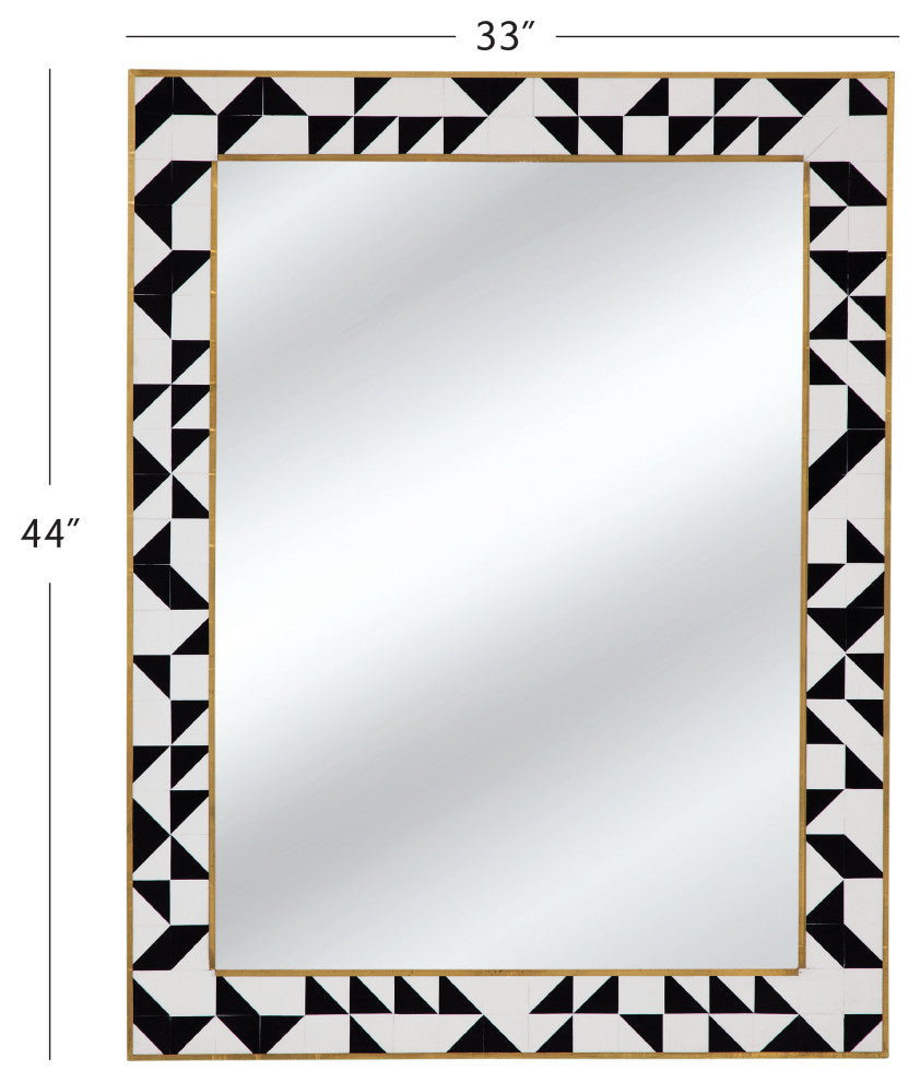 Macari Wall Mirror - Black/Cream/Brass