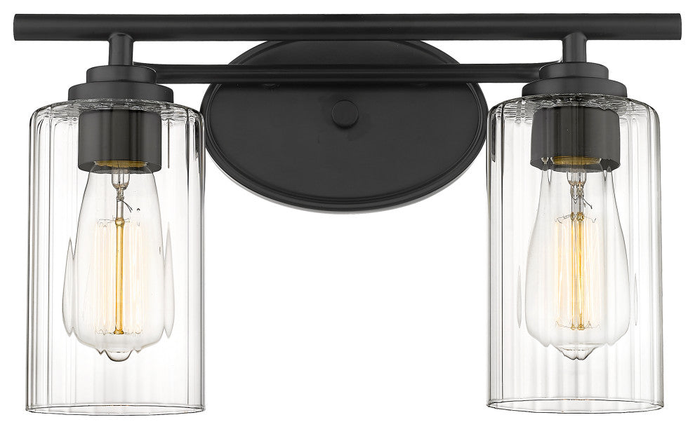 Innovations 353-2W-BK-CL-LED Ice 2 Light 15.125" Vanity Light Matte Black