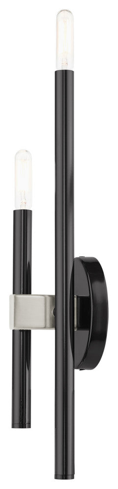 Black Chrome Mid Century Modern, Urban, Scandinavian, Minimal Double Sconce