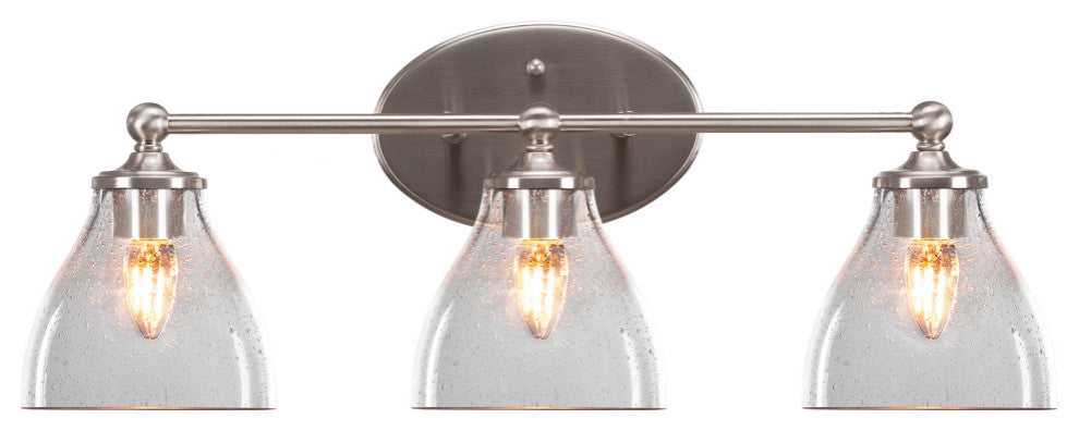 Capri 3-Light Bath Bar, Brushed Nickel/Clear Bubble