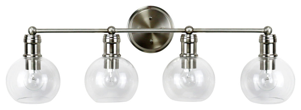 Oxa Transitional Brushed Nickel 4 Light Vanity Bath Light 30" Wide