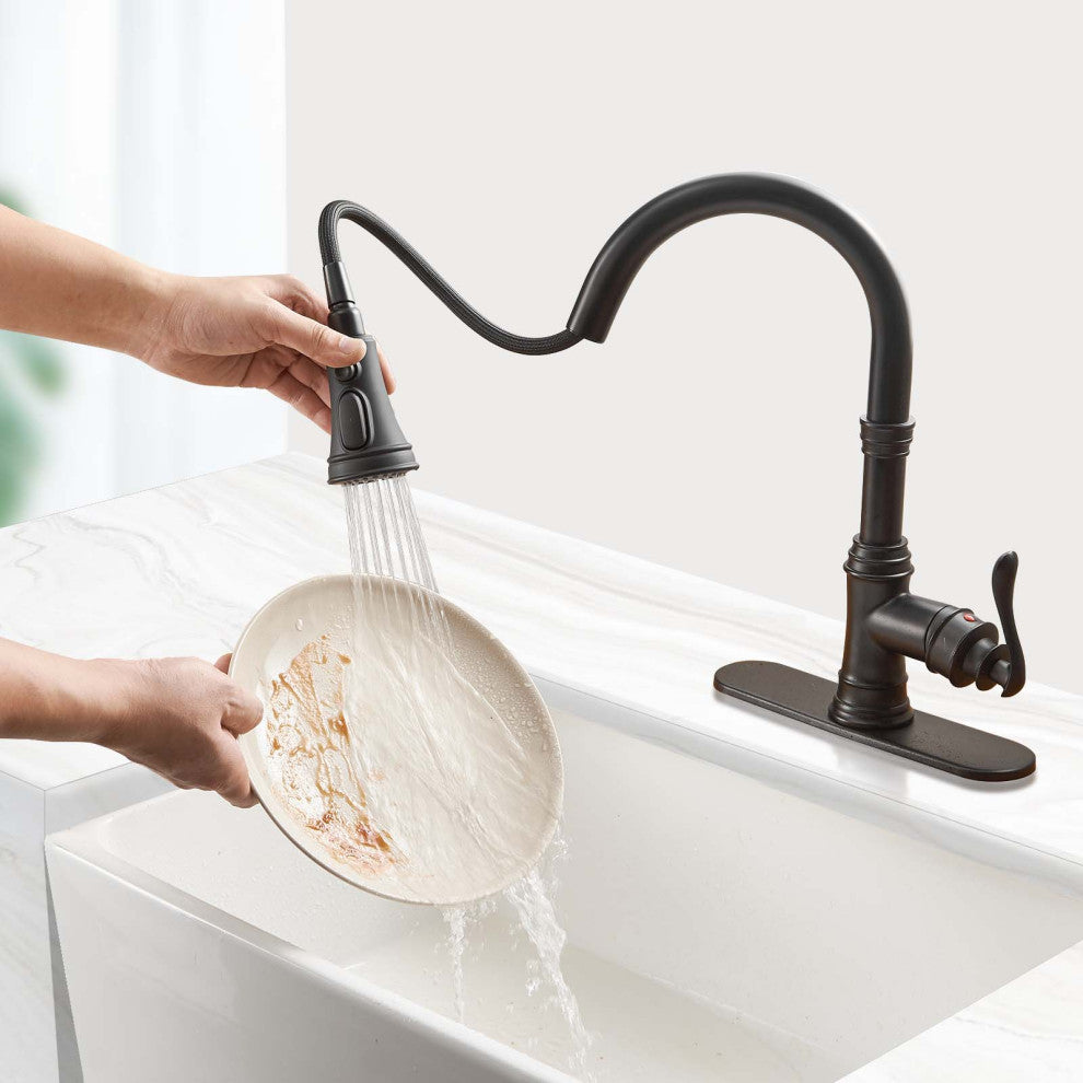 Single Handle High Pull Out Kitchen Faucets With Pull Down Sprayer
