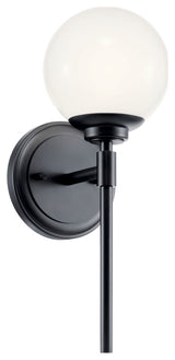 Benno 13.75" 1 Light Wall Sconce With Opal Glass, Black