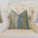 Clear Shore Blue Mustard and Lavender Handmade Luxury Pillow, 26"x26"