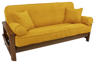 Solid Microsuede Full Futon Cover Set, Lemon