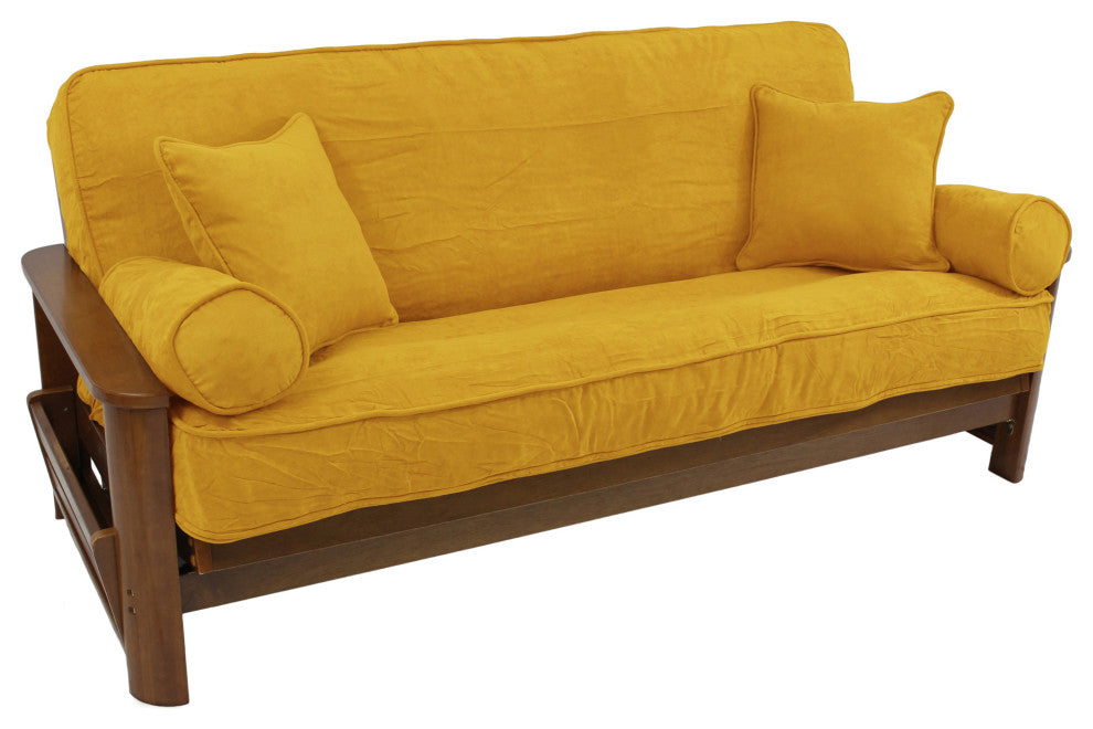 Solid Microsuede Full Futon Cover Set, Lemon