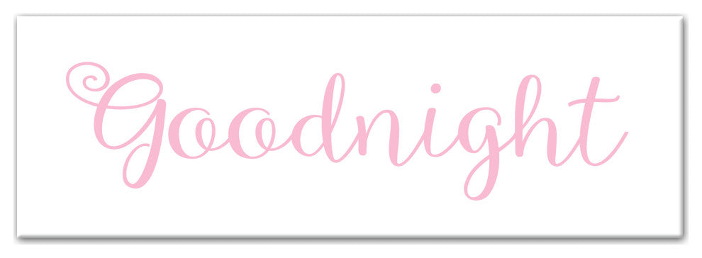 Goodnight 12"x36" Canvas Wall Art, Pink