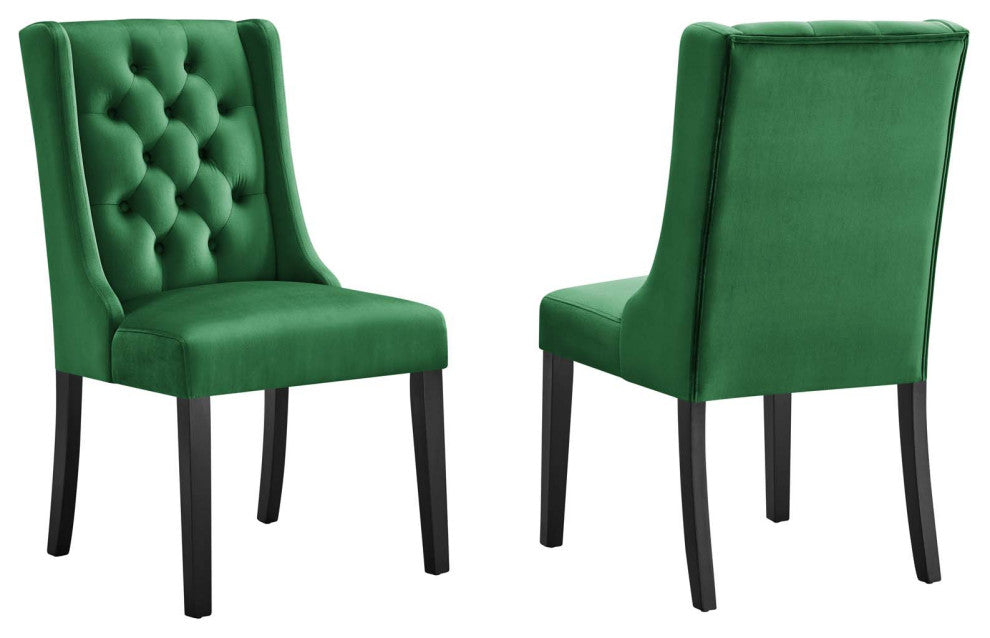 Baronet Performance Velvet Dining Chairs, Set of 2, Emerald