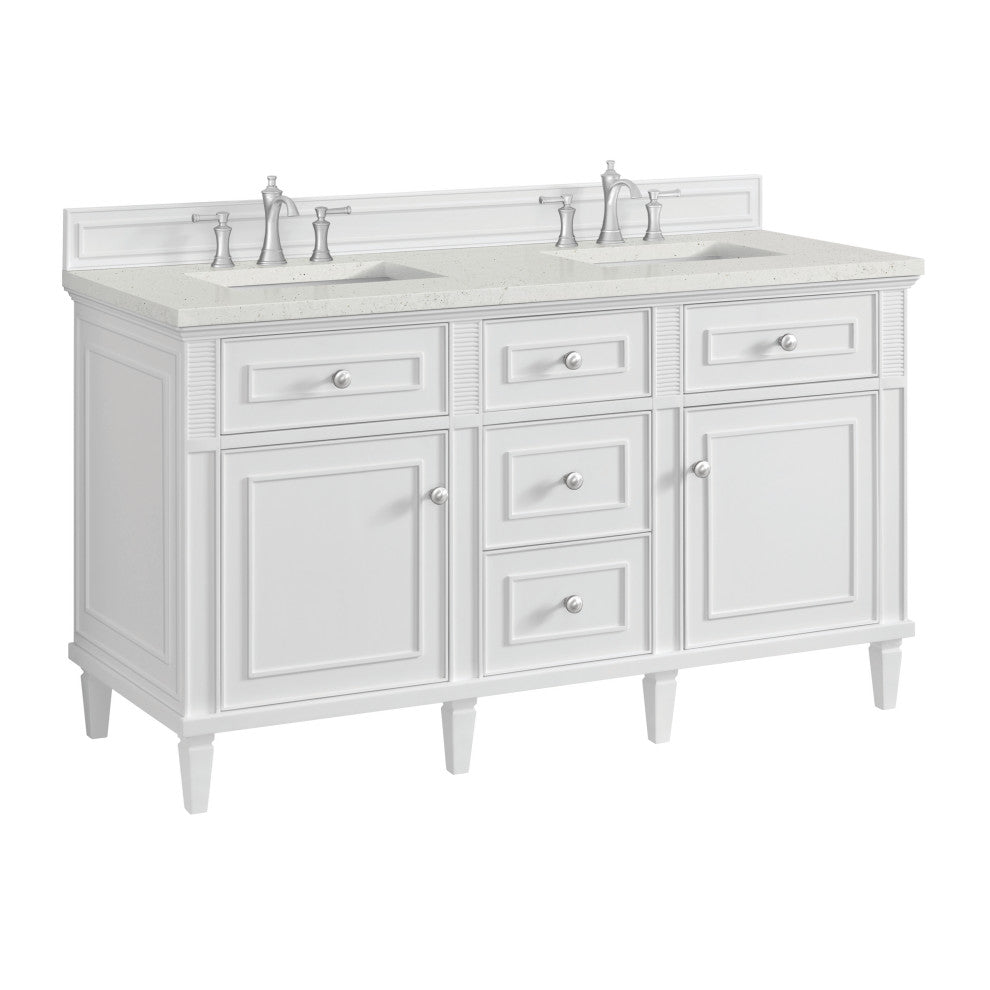 Lorelai 60" Double Vanity, Bright White, 3 CM Lime Delight Top
