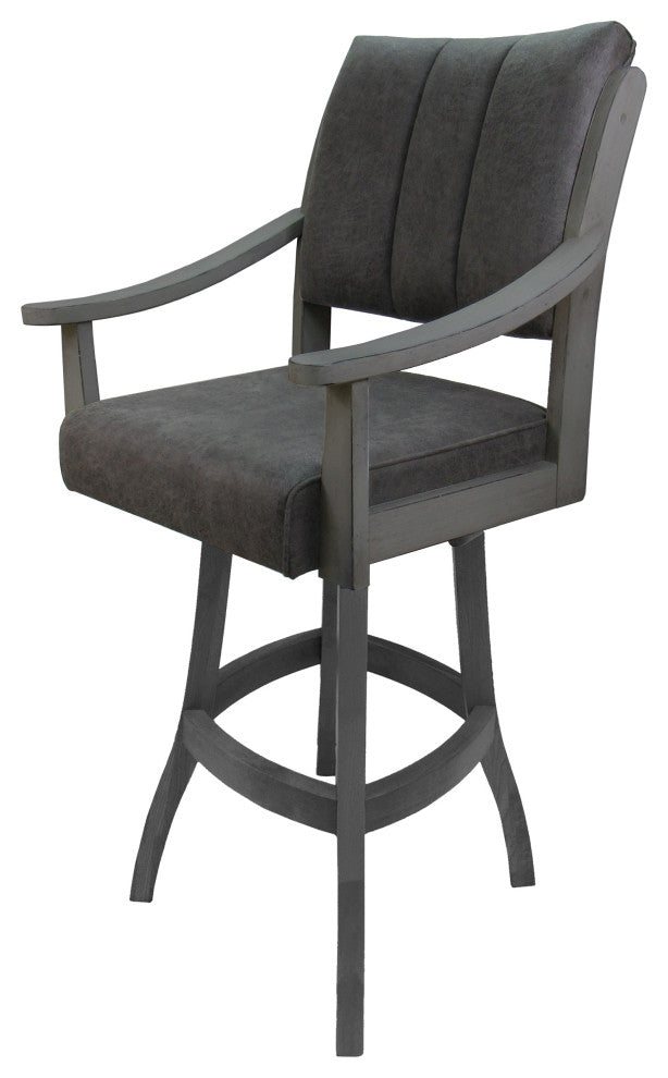 Swivel Counter Wood Bar Stool Casa on S-Base, Northwest Elk - Grey, 26"