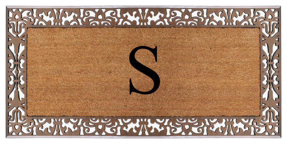 A1HC Rubber & Coir Paisley Large Outdoor Durable Monogrammed Doormat, 30" X 60",