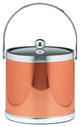 Polished Copper and Chrome 3 qt Ice Bucket With Bale Handle, Metal Cover