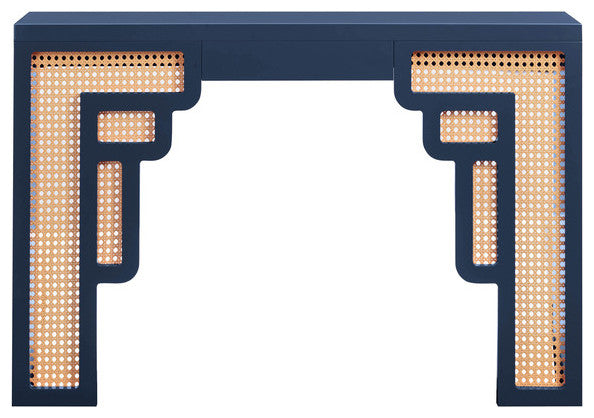 Suzie Navy/Rattan Console Table