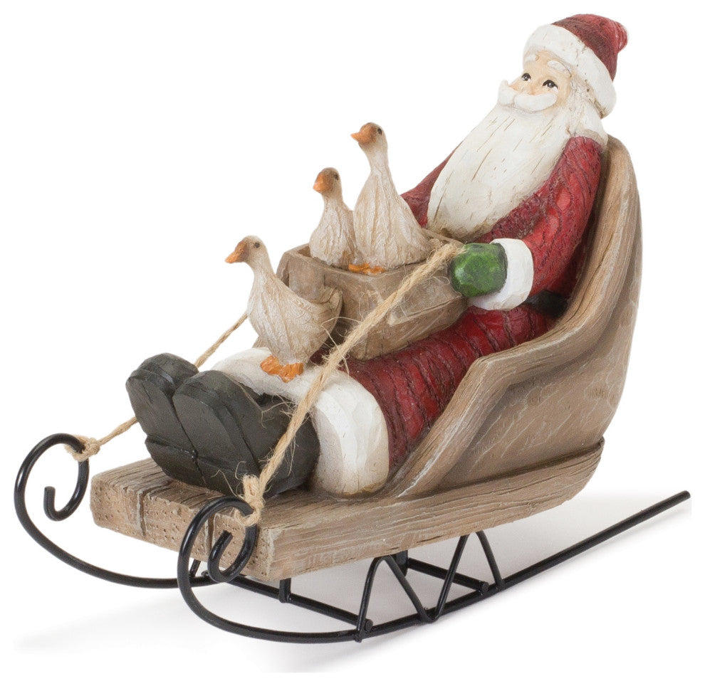 Farmhouse Santa on Sled Figurine, 2-Piece Set