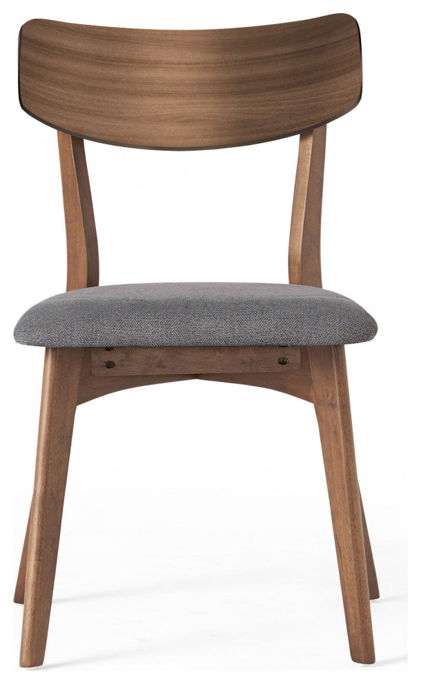 Crystal Mid-Century Modern Upholstered Dining Chairs, Set of 2, Dark Gray