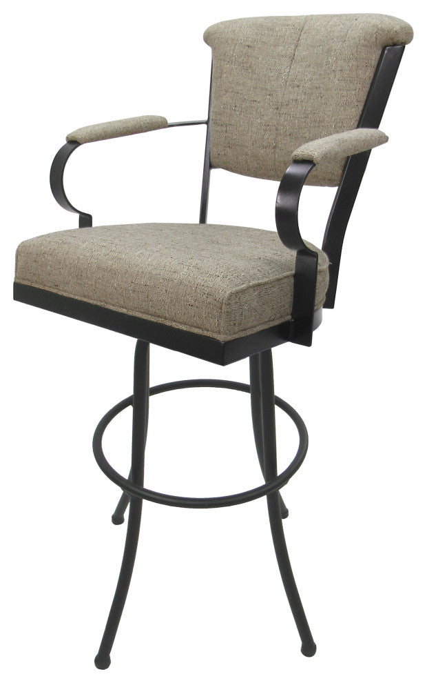 Miami Extra Tall 34" Swivel Metal Bar Stool - Noam Base, Hemsath Driftwood, Gray, 34"