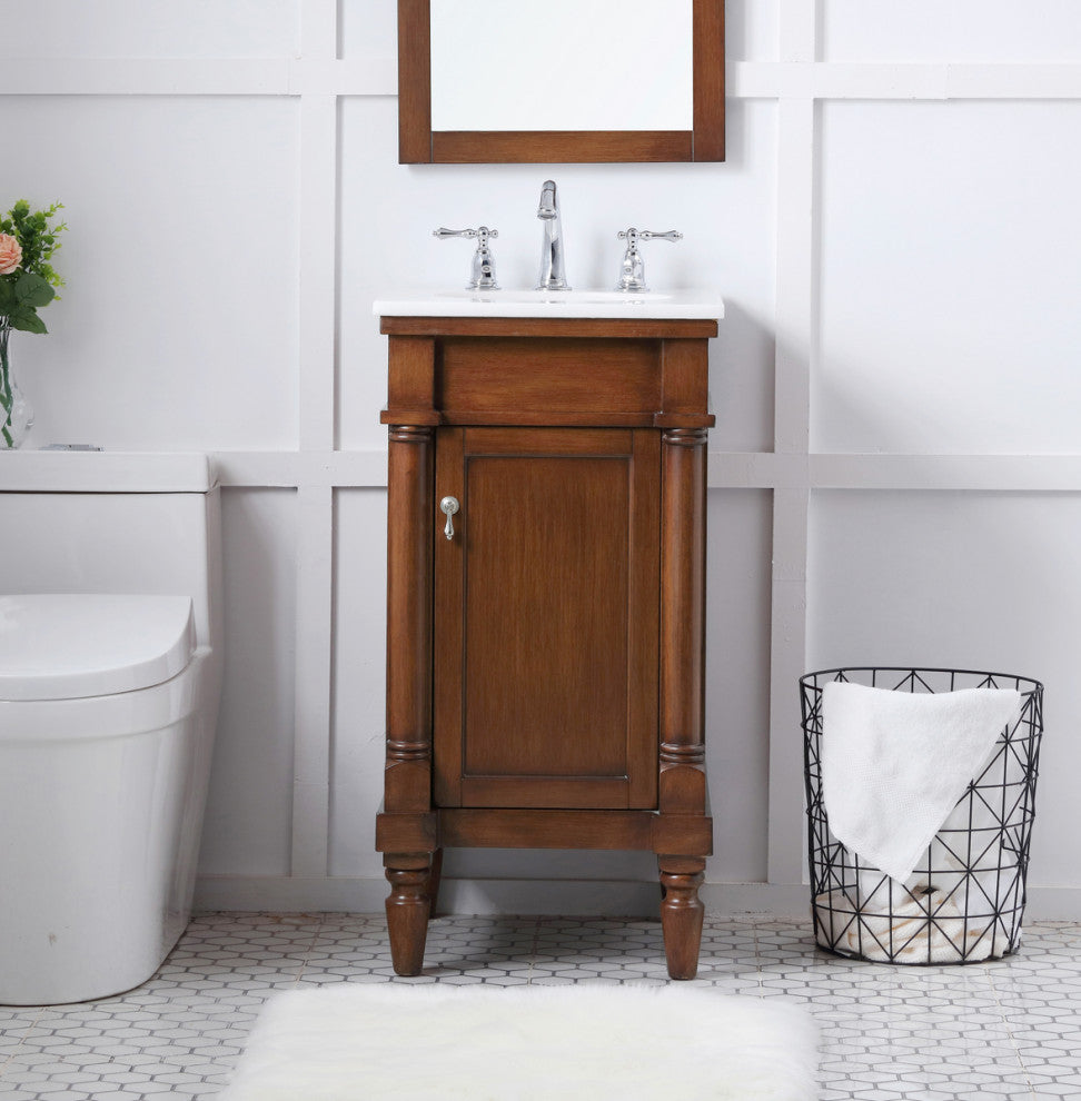 Lewis 18" Single Bathroom Vanity Set, Walnut