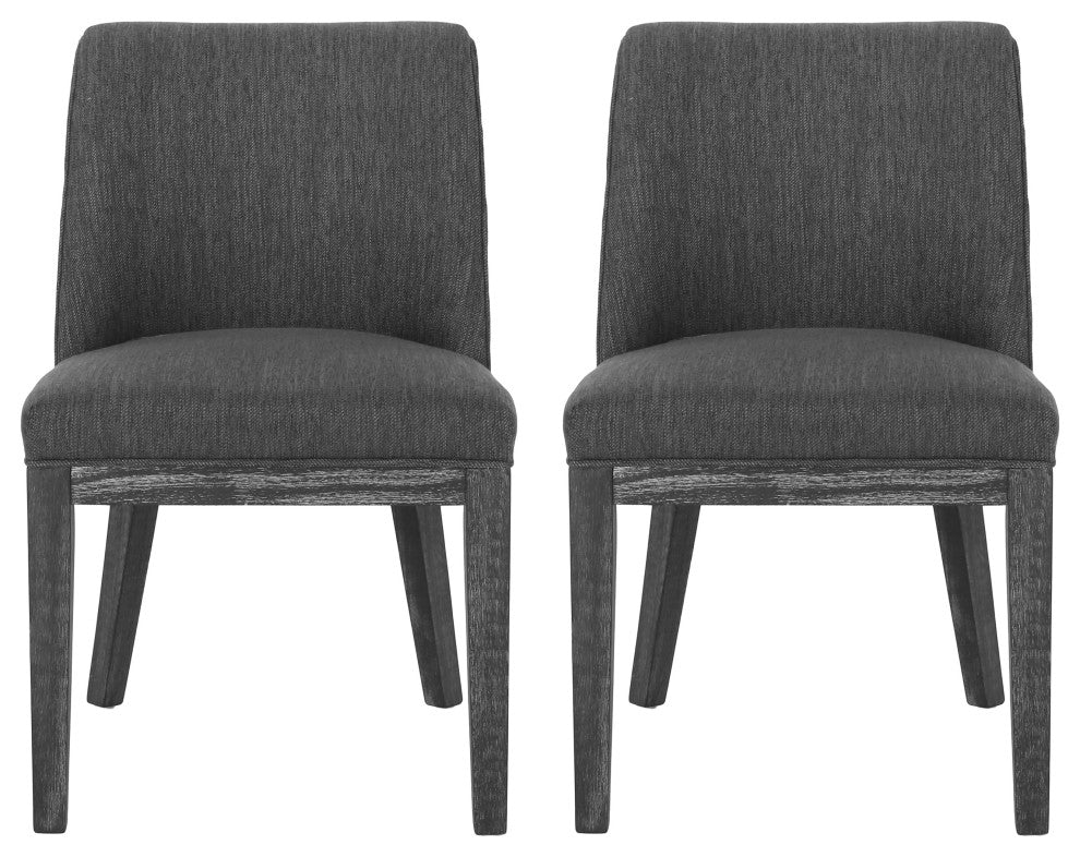Boise Contemporary Fabric Upholstered Wood Dining Chairs, Set of 2, Charcoal/Weathered Gray