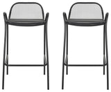 Linda Modern Iron Barstool, Set of 2, Matte Black