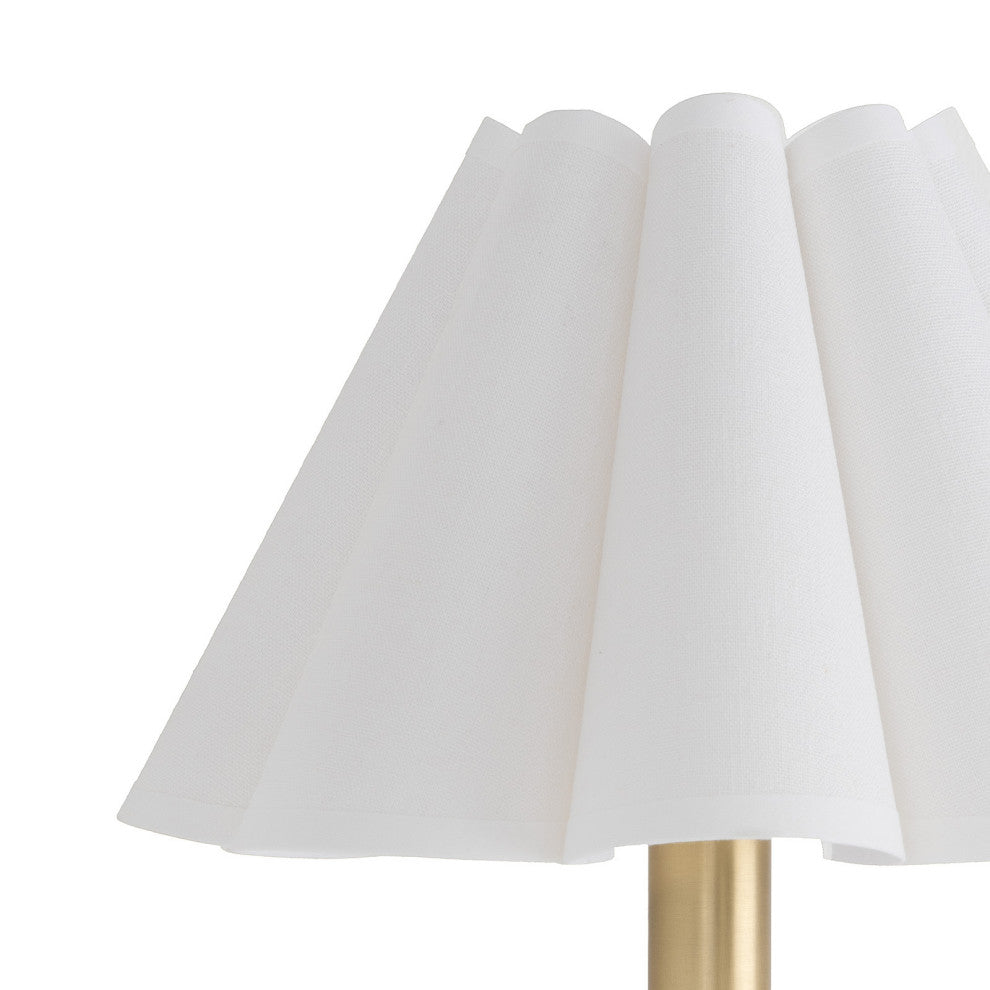 Polly Sconce Single, Natural Brass With White Scalloped Shade
