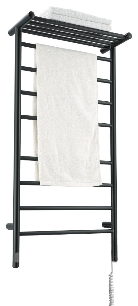 Ancona Piazzo OBT 8-Bar Towel Warmer, On-Board Timer, Matte Black
