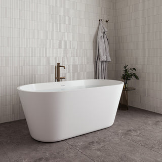 59" Streamline NDR-362-11-BGL Freestanding Tub, Tray, Drain in Brushed Gold