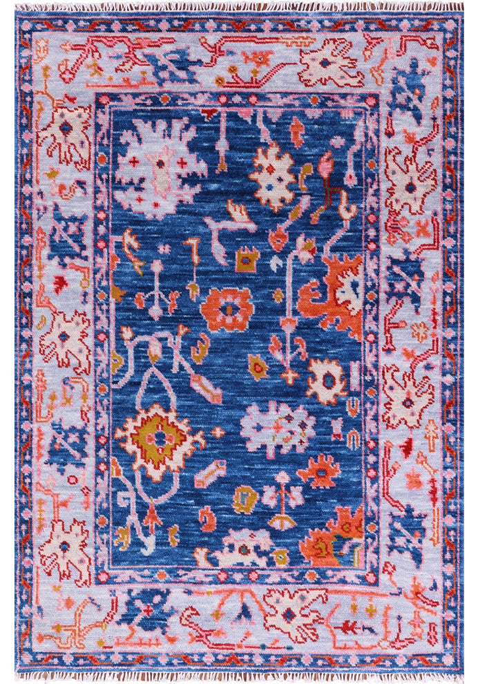 4' 1" X 6' 0" Turkish Oushak Hand Knotted Wool Rug - Q15891
