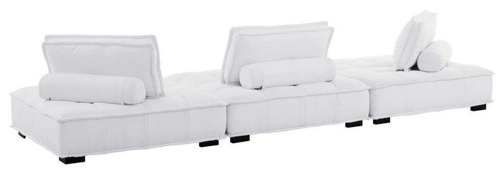 Modular Deep Tufted Sectional Sofa Set, White, Fabric, Modern, Cafe Hospitality