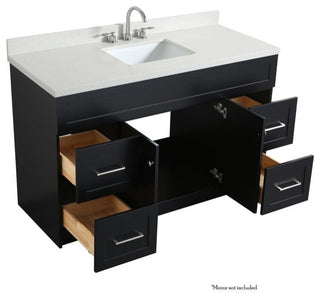 Ariel Hamlet 55" Black Modern Single Sink Vanity Set, No Mirror