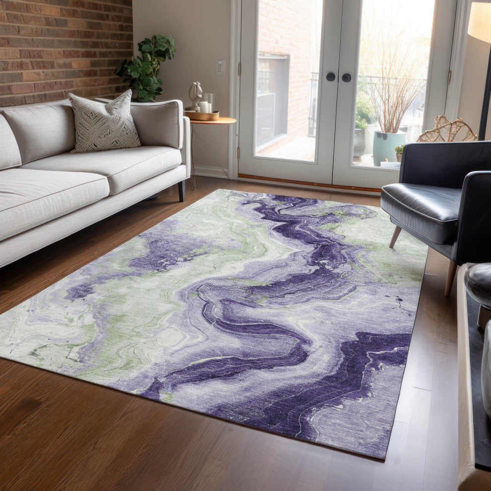 Machine Washable Indoor/Outdoor Chantille ACN1862 Violet 9' x 12' Rug