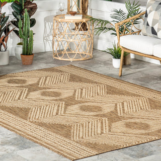 Nuloom Ranya Tribal Indoor/Outdoor Contemporary Area Rug, Light Brown 4'x6'