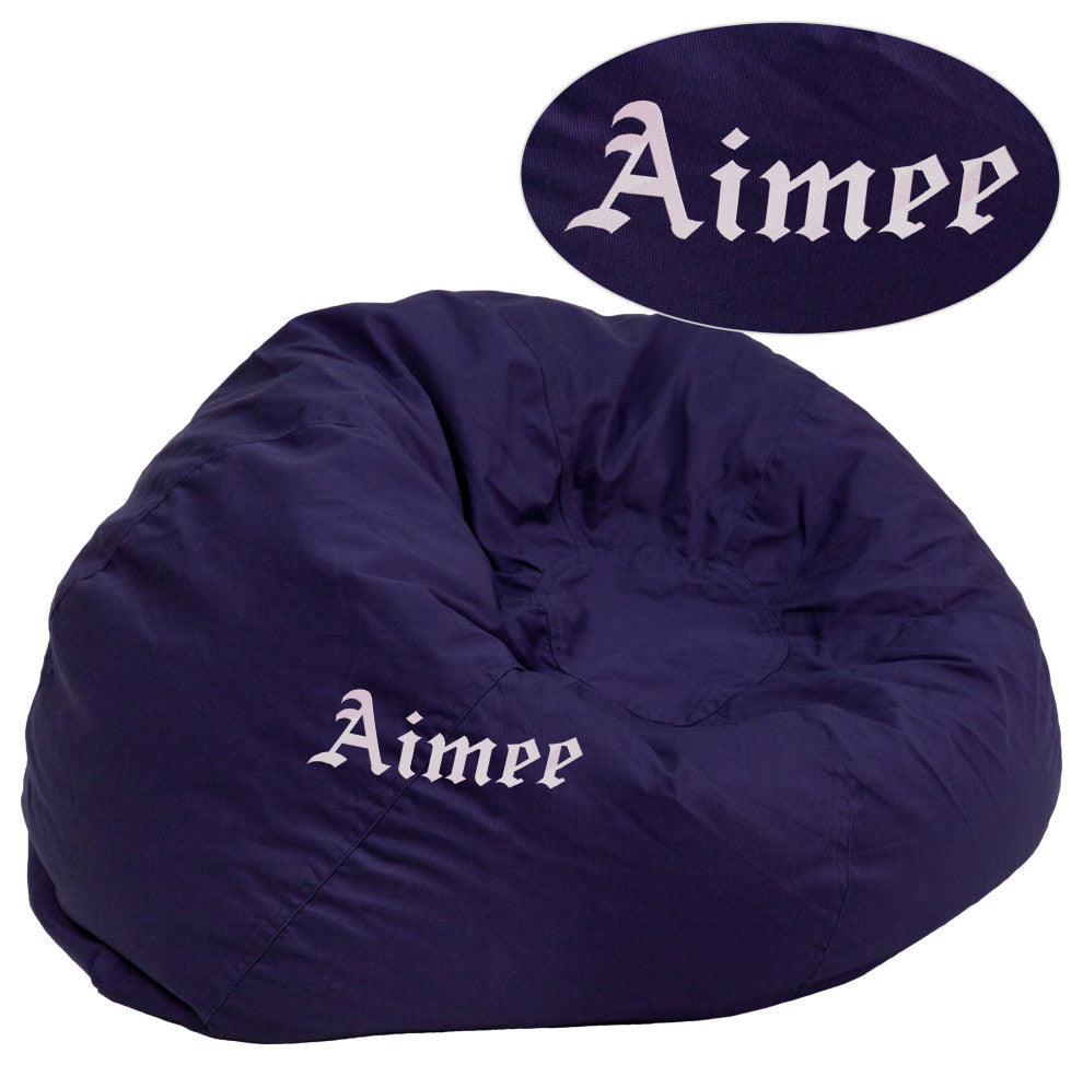 Personalized Oversized Solid Navy Blue Bean Bag Chair for Kids and Adults