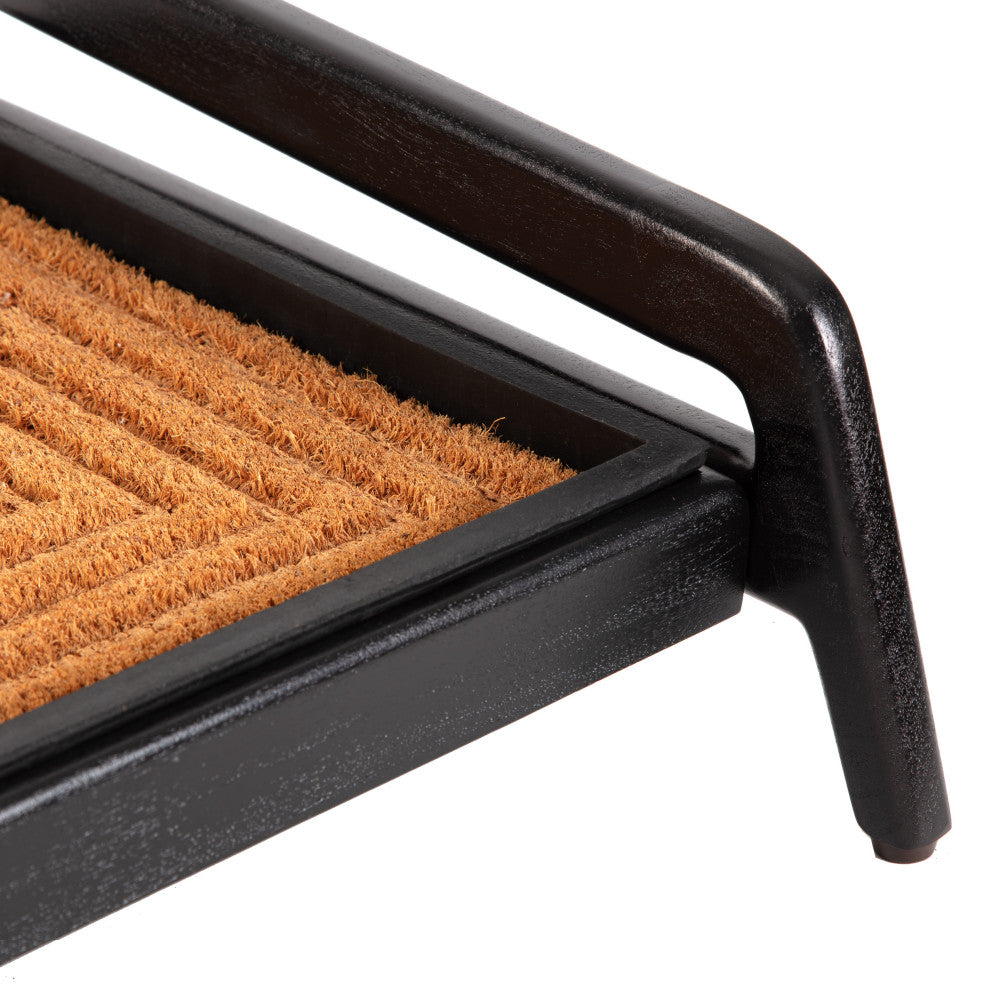 Single-Tier Black Stand With 3-Pair Rubber Boot Tray Rectangle Ripple