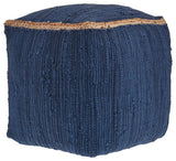Devon Indigo Traditional Solid Handmade Cotton Blend Cube Pouf, 18"x18"x18"