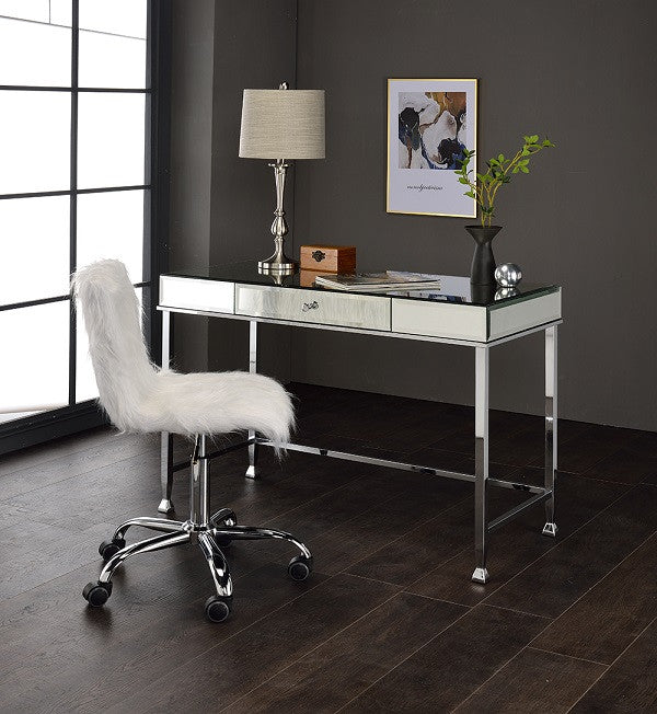 Canine Writing Desk, Mirrored and Chrome Finish