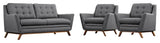 Gray Beguile 3 Piece Upholstered Fabric Living Room Set
