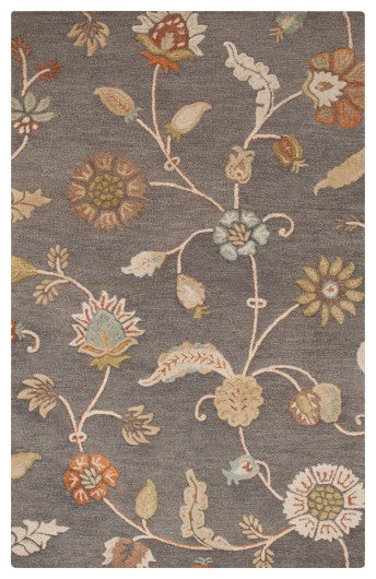 Surya Sprout SRT-2010 5'x8' Rug, Medium Gray/Dark Blue/Camel/Cream/Olive