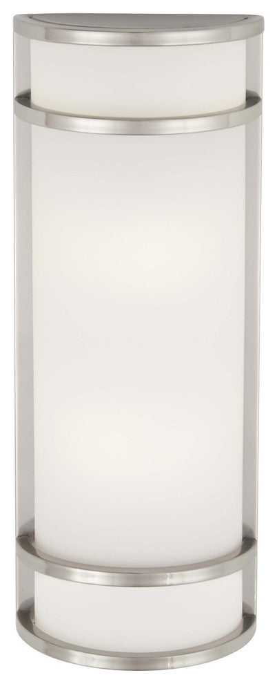 2-Light Pocket Lantern, Brushed Stainless Steel With Etched Opal Glass