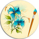 Flower With Brush Illustration, Floral Round Wall Art, 38"