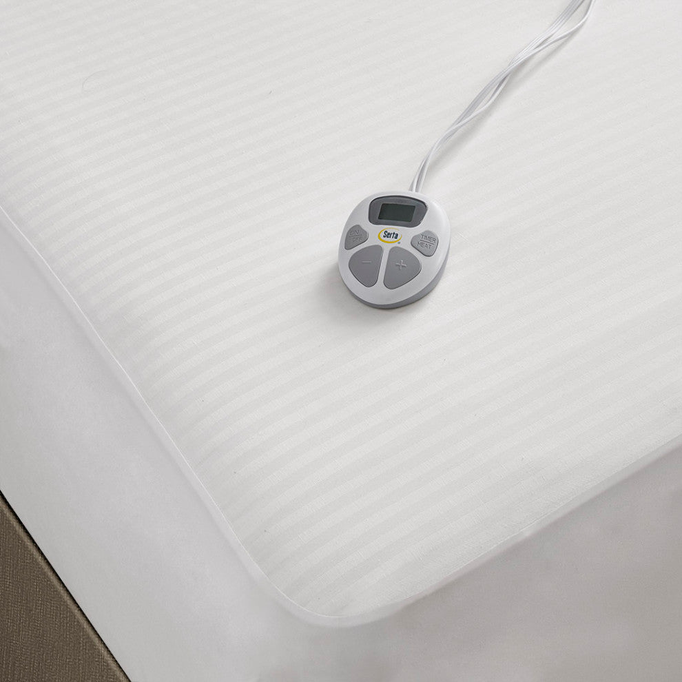 Serta Waterproof Heated Mattress Pad, White