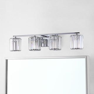 Coco Prism Vintage Metal/Glass Glam LED Vanity Light, Width: 29.75"