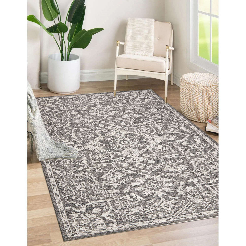 Resort Heriz Area Rug, Gray, 2'2"x7'6"